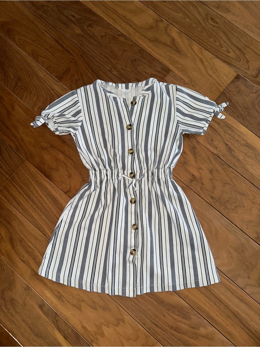Zara Black and White Striped Button-Front Casual Dress